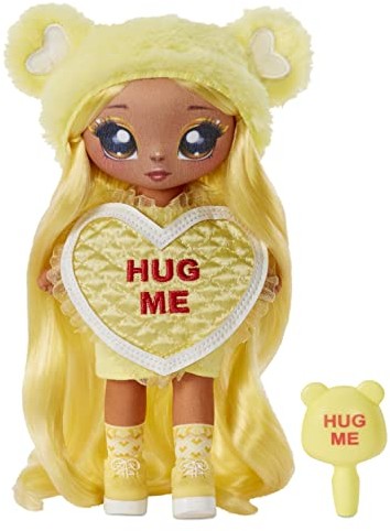 Na Na Na Surprise Na Na Na Surprise seria Sweetest Heart MARIA BUTTERCUP Żółta miękka pluszowa lalka z blond włosami sukienką w kształcie serca i szczotką Kolekcjonerska Świetny prezent dla dzieci w wieku 5 581345C3