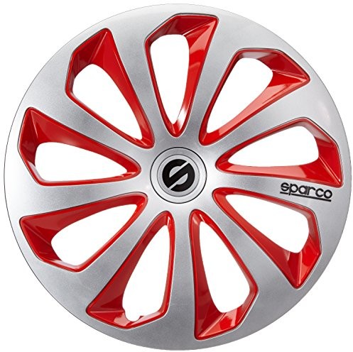 Sparco sparco spc1573svrd 4 ozdobne kołpaki 15 cali Sicilia, srebrny/czerwony SPC1573SVRD