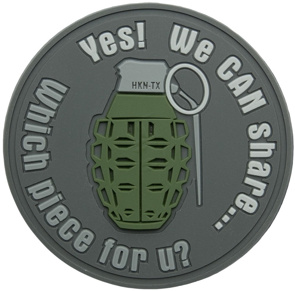 Helikon TEX / POLSKA naszywka Granat WE CAN SHARE PVC szara (OD-GSH-RB-19) OD-GSH-RB-19