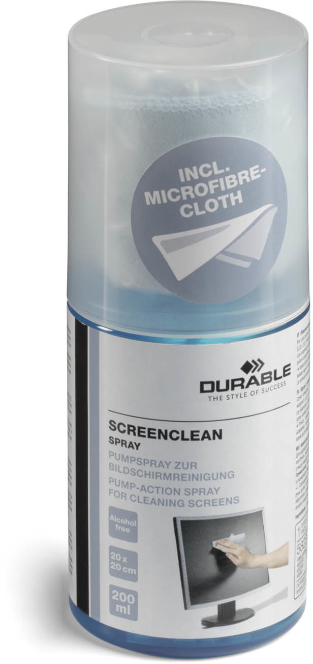 Durable 582300 SCREENCLEAN SPRAY płyn do ekranu 200 ml + ściereczka mix kolorów szt.