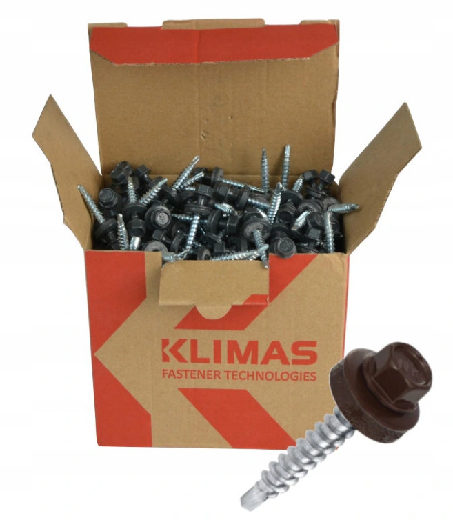 Wkręt-Met Wkręty farmerskie samowiercące do blachy z podkładką 4,8x35mm brązowe RAL 8017 749