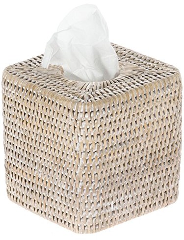 Kouboo kouboo La Jolla rattan kwadratowe pudełko na chusteczki higieniczne, White Wash 1030056