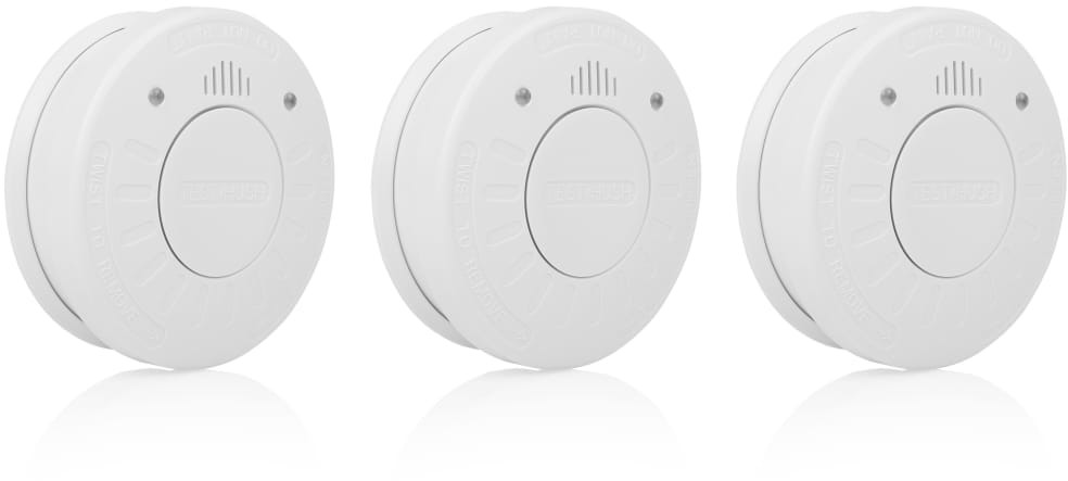 Smartwares Czujniki dymu z alarmem, 3 szt., 10x10x3,3 cm, białe