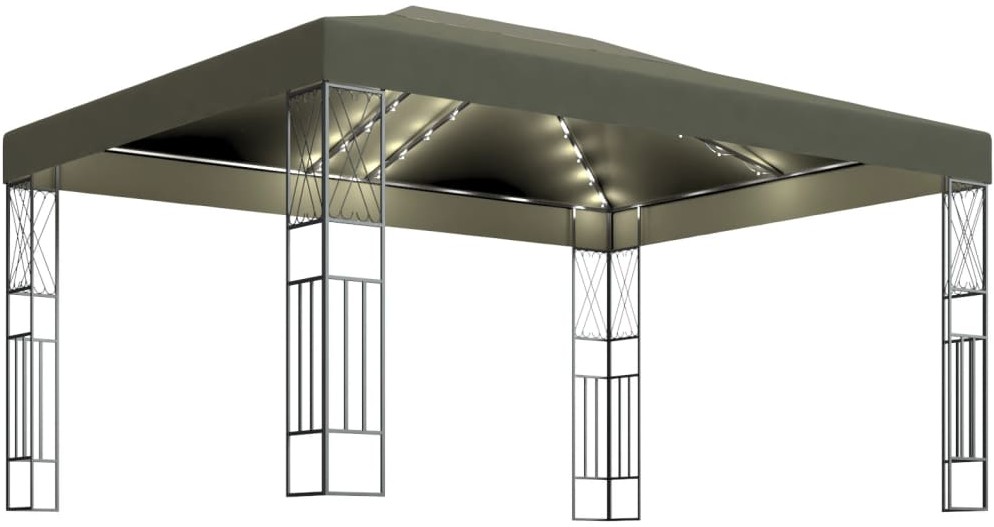 vidaXL Altana ze sznurem lampek LED, 3x4 m, tkanina w kolorze taupe