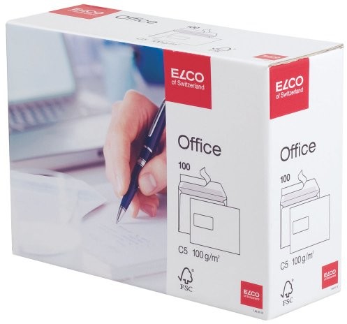 ELCO Elco Office wysyłki torba C5 100 G/M z certyfikatem FSC z zamkiem w konkurencyjnej 90 X 45 MM w sklepie internetowym pudełko 100 sztuk, białe 74537.12