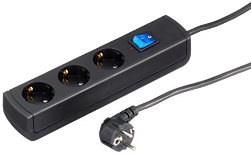Kopp 233105008 unoversal Plus ochrona przepięciowa Listwa z gniazdami wtykowymi, 3-krotnie o ochronę sprzętu, IP20, 3600 W, czarna, przewód zasilający 1.4 m