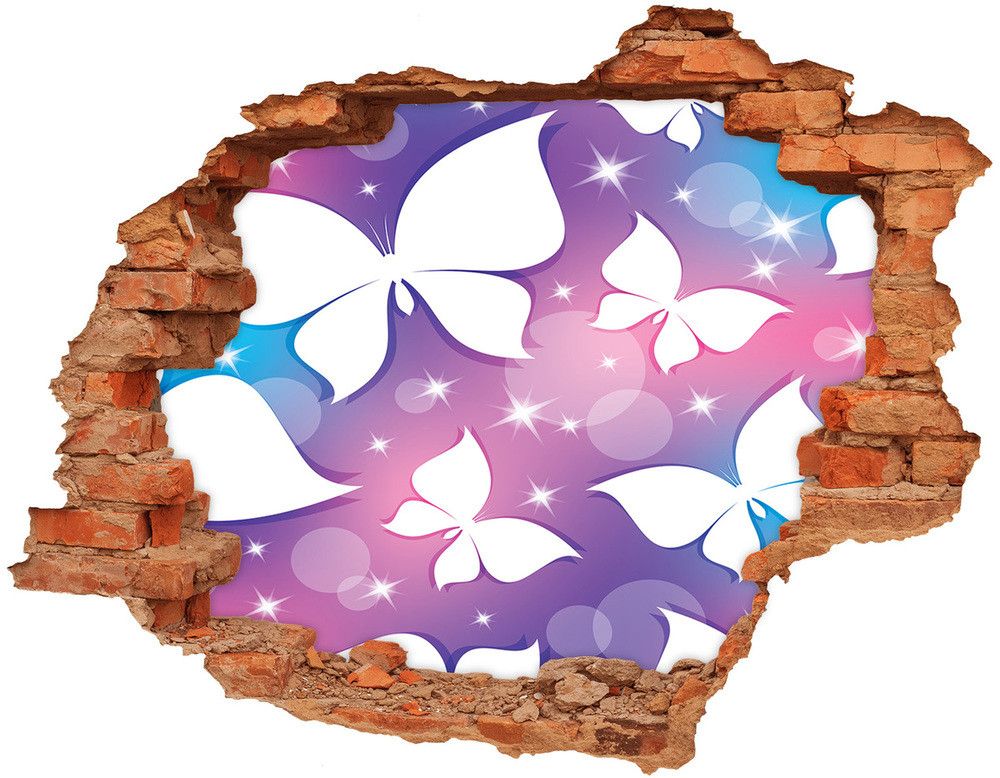 Wallmuralia.pl Dziura 3d fototapeta ścienna Naklejka Motyle
