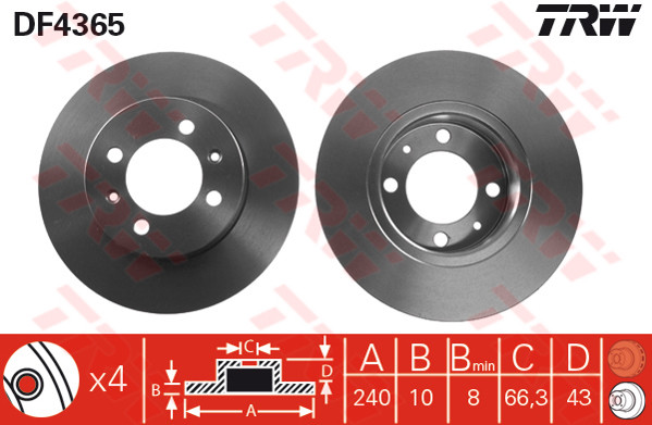 TRW Tarcza hamulcowa DF4365
