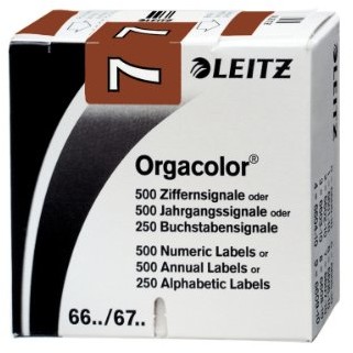 Leitz 66071000 Orgacolor sygnału cyfr 7, 500 sztuk, brązowy 6607-11-00