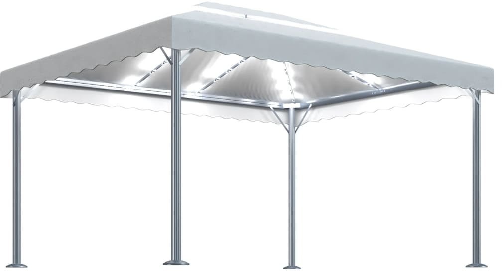 vidaXL Altana ze sznurem lampek, 400x300 cm, kremowa, aluminium! 3070351