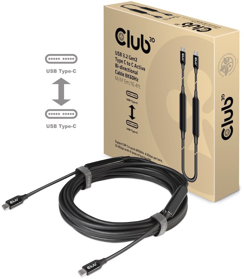 Zdjęcia - Kabel Club-3D  Club3D USB-C/USB-C, 8K, aktivní, 5m  Czarny (CAC-1535)