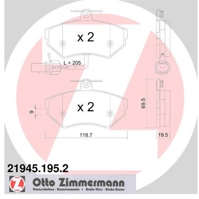 ZIMMERMANN Klocki hamulcowe - komplet 21945.195.2