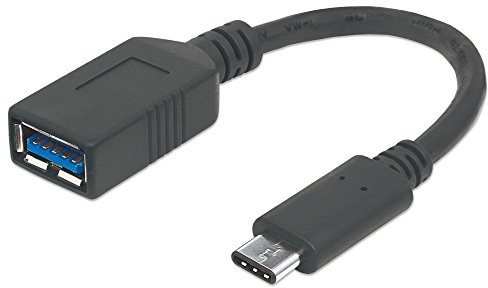Manhattan 355285 SuperSpeed USB-C kabel połączeniowy, certyfikowany zgodnie z gniazdem USB-IF (USB 3.1, Gen1, typ C-Stecker Typ A, 5 GBIT/S) 15 cm czarna 355285