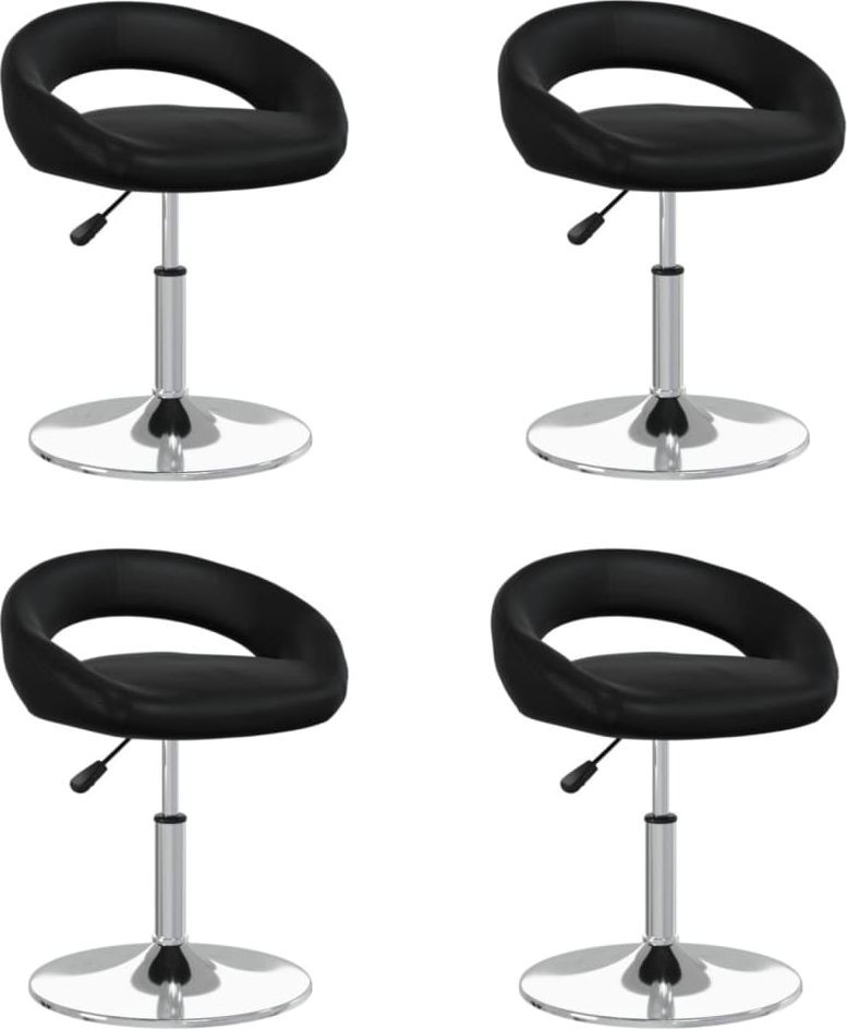 vidaXL Obrotowe krzesła stołowe 4 szt. czarne obite sztuczną skórą 3088166