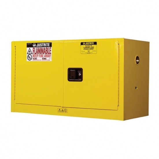 Justrite Safety Group Szafa Na Chemikalia (64 L) - Wisząca, 2-Drzwiowa Żółty Do 100 L. Manualne 61Cm X 109Cm X 46Cm