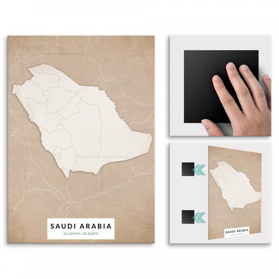 Pix4home Plakat metalowy Mapa Vintage Arabia Saudyjska M POS-M-04359