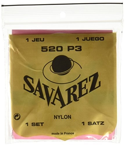 Savarez Zapewnia savarez struny Klassik gitara komplet strun Traditional Concert 520p3 Standard Tension Nylon Czerwony, Bass posrebrzane 655867