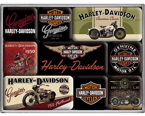 Nostalgic-Art 83037 Harley-Davidson Bikes, zestaw na magnes, 9-częściowy 83037