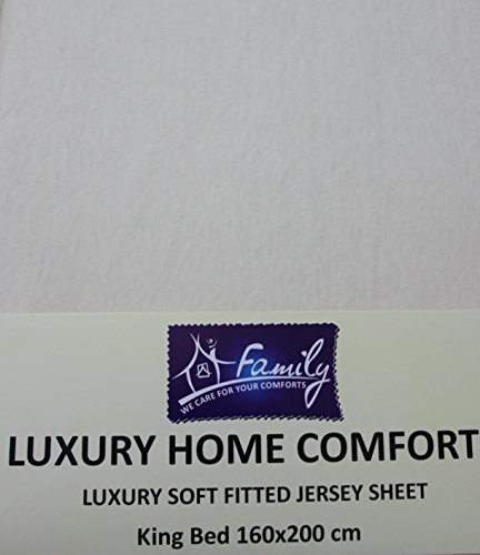 Family Bedding Bielizna pościelowa z rodziny Premium jakość 100% bawełna, Jersey prześcieradło z gumką prześcieradło z gumką, King łóżko, 160x200 cm 2005CR