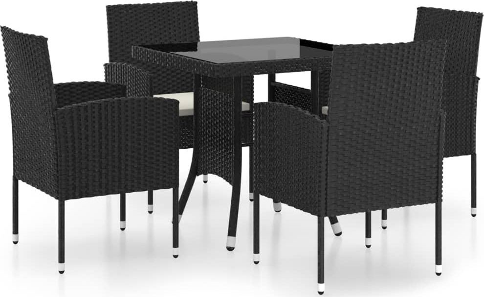 vidaXL 5-częściowy zestaw mebli ogrodowych polirattan czarny   3059413