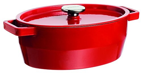 Pyrex 4936880 garnek do sauté Slow Cook, owalna, 5,8 L stalowy odlew Czerwony SC5AC33/5141