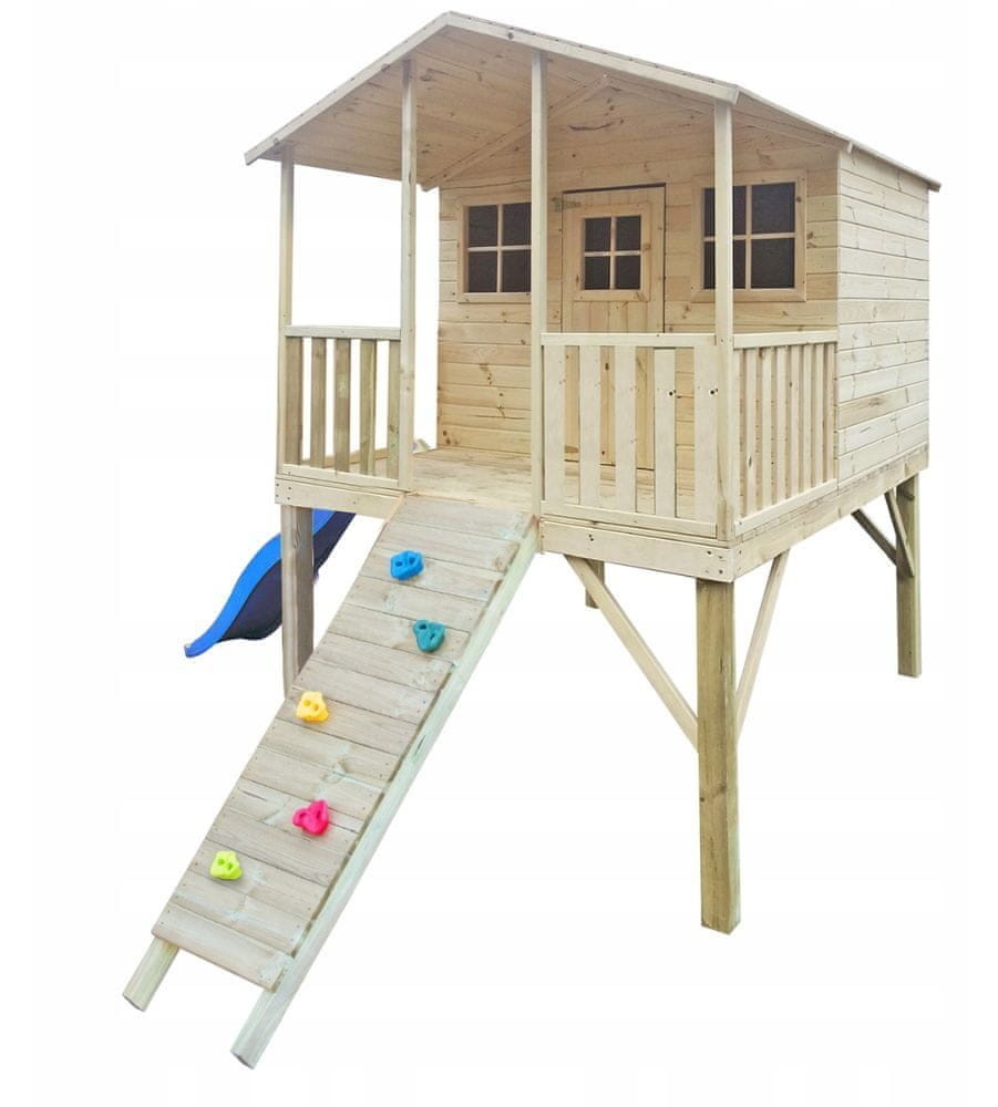 4iQ Domek Dla Dzieci Gucio Ze Zjeżdżalnią i Ścianką