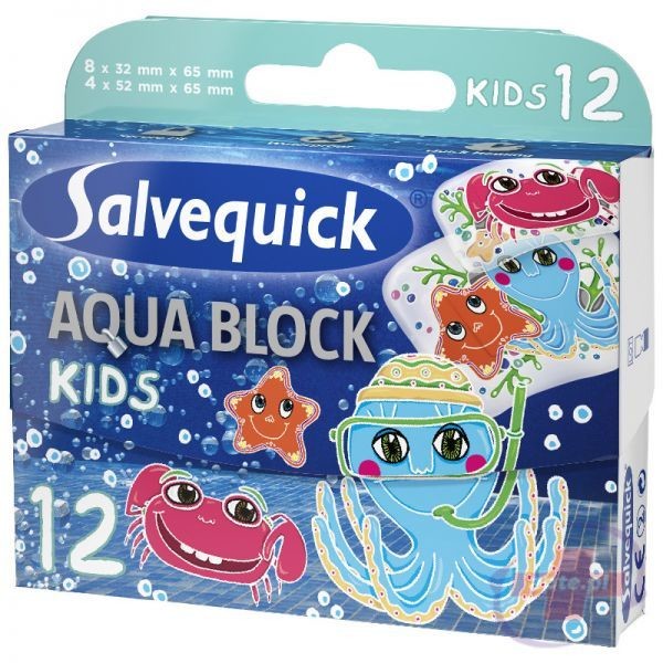 Salvequick Plastry Aqua Block Kids (2 rozmiary) x12 sztuk