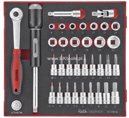 TENG TOOLS TENGTOOLS ZESTAW NARZĘDZI NASADOWYCH 36szt TED3836 238250104