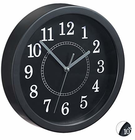 Relaxdays zegar ścienny okrągły 20 cm, mały zegar do zawieszenia na ścianie, klasyczny design, zasilanie bateryjne, ze wskazówką sekundową