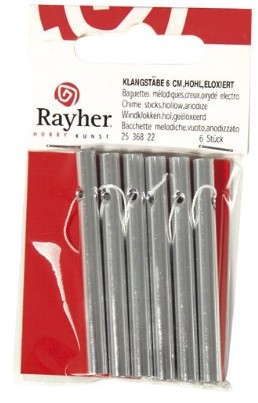 Rayher Hobby 2537022 dźwięku prętów wydrążony, 14 cm, średnica 6 MM, torba SB 6 sztuka, srebrny