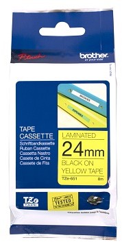 Brother TZE-651 Taśma 24mm, żółta, czarny nadruk E671-98505_20150121155533