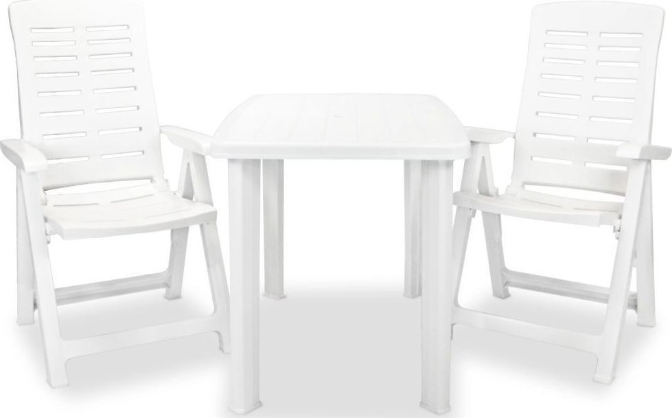 vidaXL 3-cz zestaw mebli bistro plastik biały 275073
