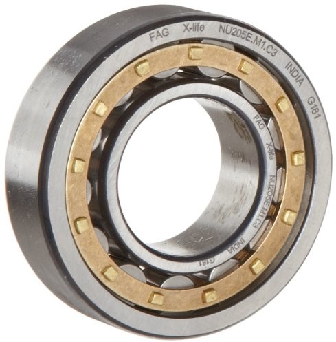 FAG Bearings NU212E-M1-C3 łożysko walcowe, jednorzędowe, otwór prosty, zdejmowany pierścień wewnętrzny, wysoka pojemność, mosiężna klatka, prześwit C3, identyfikator 60 mm, średnica 110 mm, szerokość 22 mm NU212-E-M1-C3