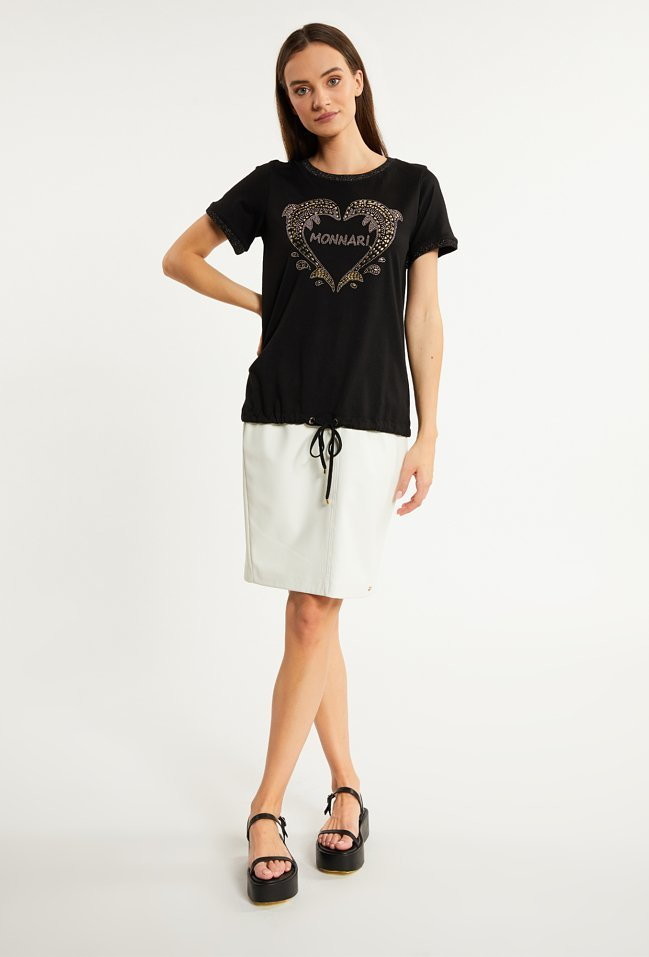 Monnari T-shirt z dżetową aplikacją -
