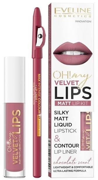 Eveline Cosmetics Oh My Lips Liquid Matt Lipstick&Contour Lip Liner 4,5ml + 1szt. 13 Brownie Biscotti 93581-uniw