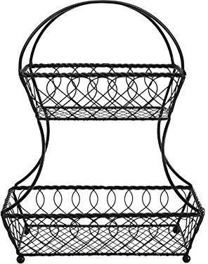 Mikasa Gourmet Basics Gourmet Basics by Mikasa Lattice 2-Tier Metal Fruit Basket, Antique Black by Gourmet Basics by Mikasa 5154870