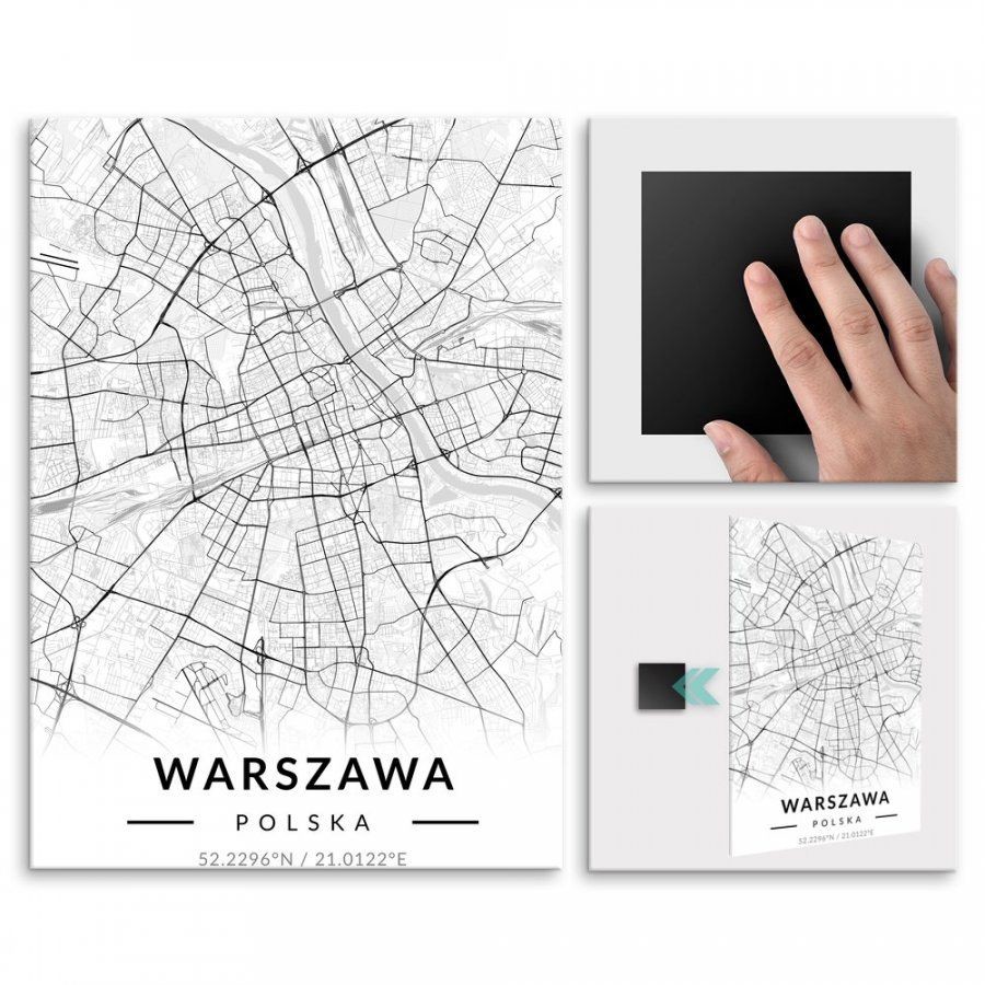 Pix4home Plakat metalowy Mapa B&W Warszawa M POS-M-03449
