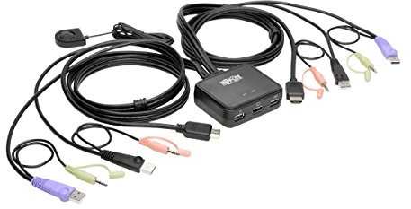 Tripp Lite b032-dua2 kabel 2 porty USB DVI przełącznik kablowy z audio, kablem i urządzeniami peryferyjnymi USB, 1920 x 1.200, 1.080p, czarny B032-HUA2