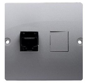 Kontakt Simon Kontakt_Simon Gniazdo telefoniczne RJ12 (moduł). Montaż gniazda na wkręty do puszki stal inox BMT1.02/21