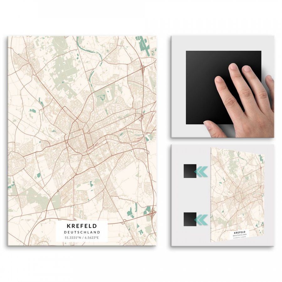 Pix4home Plakat metalowy Mapa Vintage Krefeld M POS-M-03185