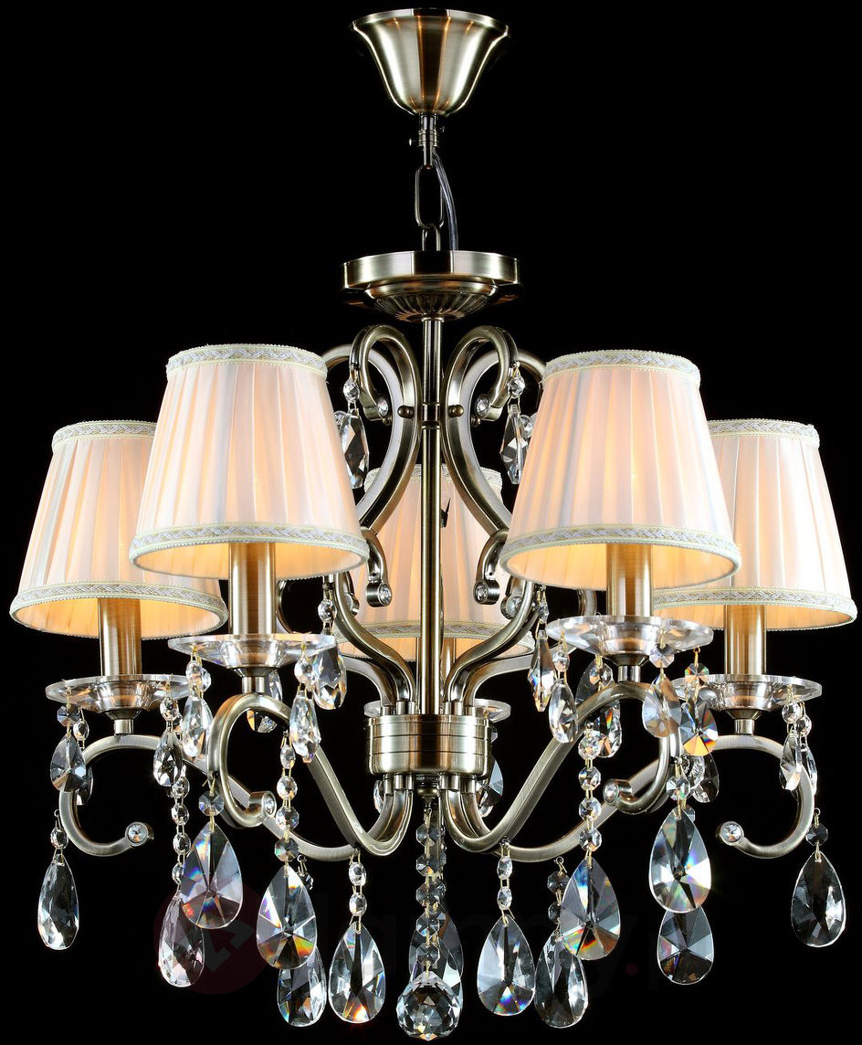 Kryształowy żyrandol Estelle z satynowymi kloszami