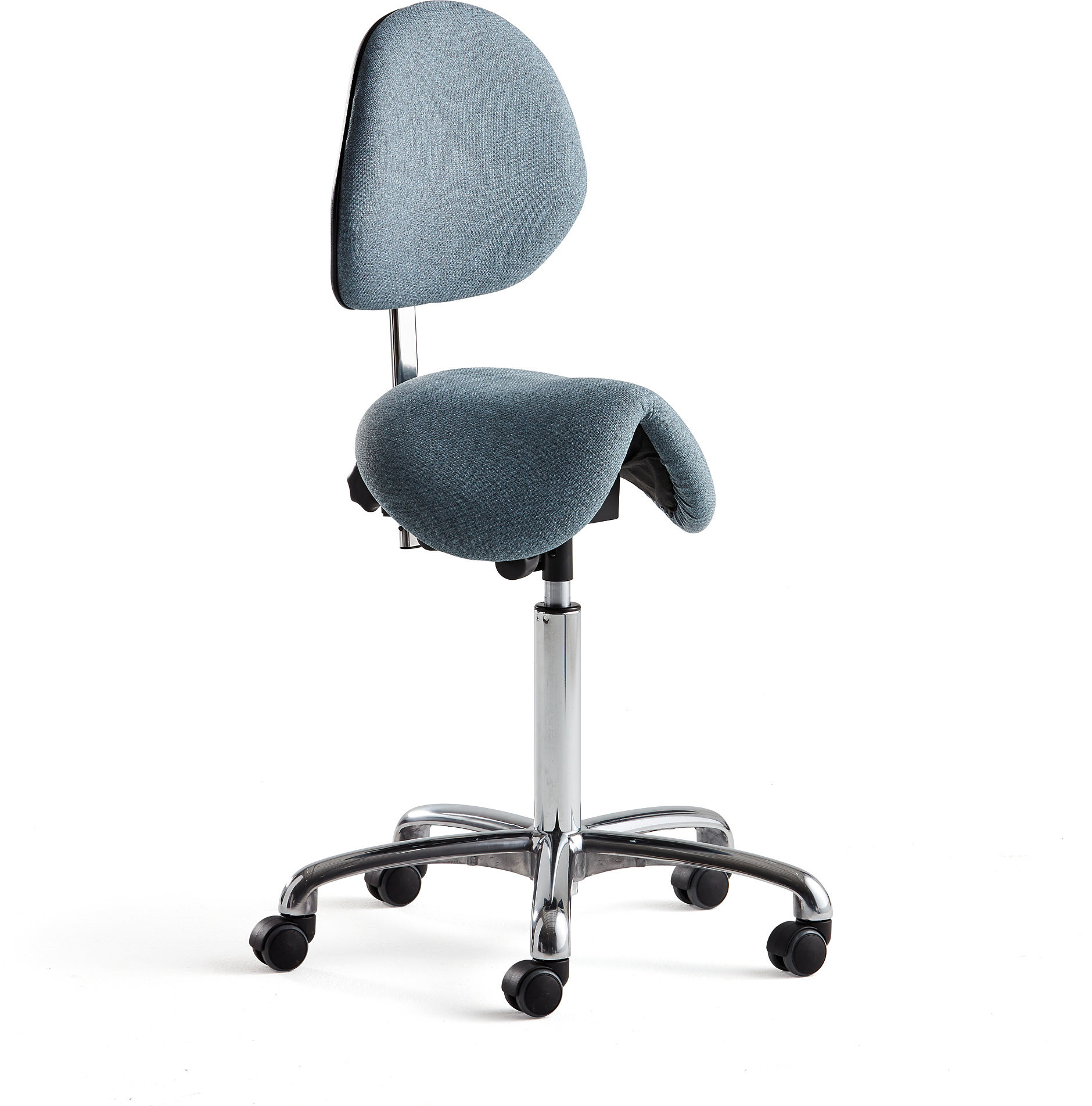 AJ Produkty Stołek siodłowy DERBY z oparciem, tkanina, jasny niebieski