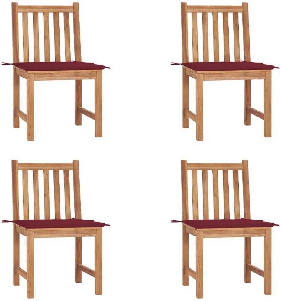 vidaXL Krzesła ogrodowe, 4 szt., z poduszkami, lite drewno tekowe! 3073097