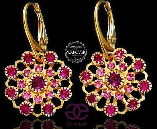 Swarovski KOLCZYKI UNIKAT FUCHSIA FLOW LUX