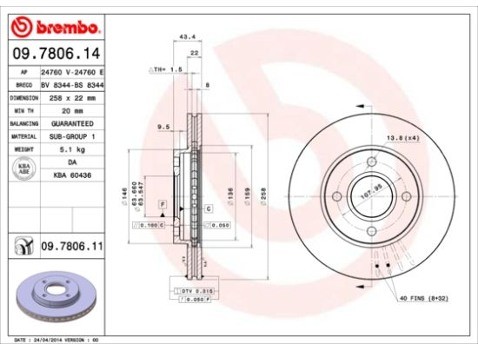 BREMBO Tarcza hamulcowa 09.7806.11