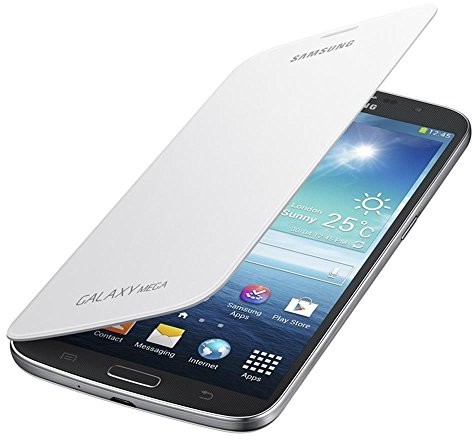 Samsung oryginalny ochronna wyświetlacza klapkę/Flip Cover EFC-1j9faegstd (kompatybilny z GALAXY Note 2/Note 2 LTE) w Amber Brown, Samsung Galaxy Mega, biały EF-FI920BWEGWW