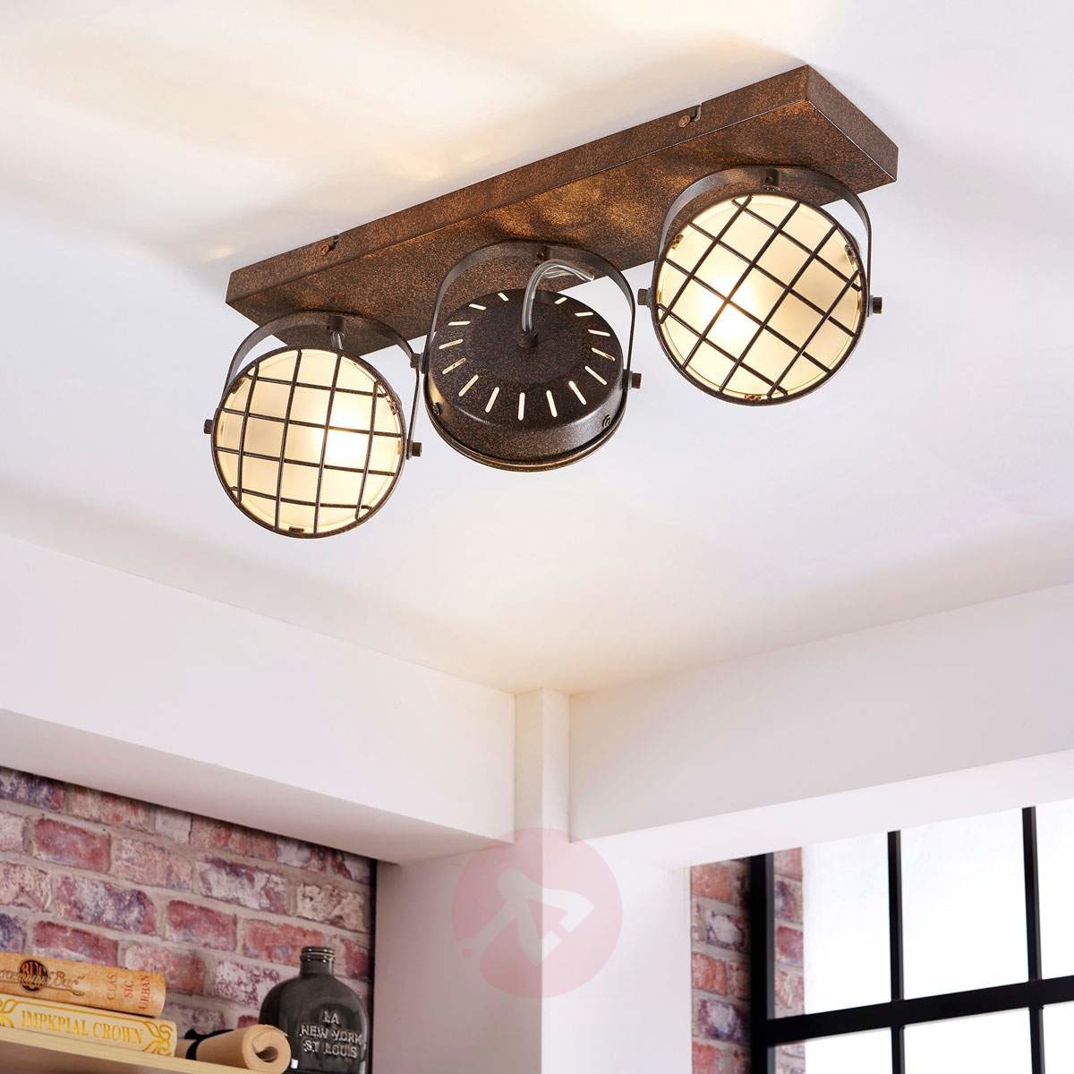 Lampenwelt com 3-punktowa lampa sufitowa LED Tamin, rdzawy brąz