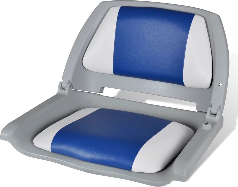 vidaXL Składany fotel na łódź biało-niebieski z poduszką 41x51x48 cm 90418