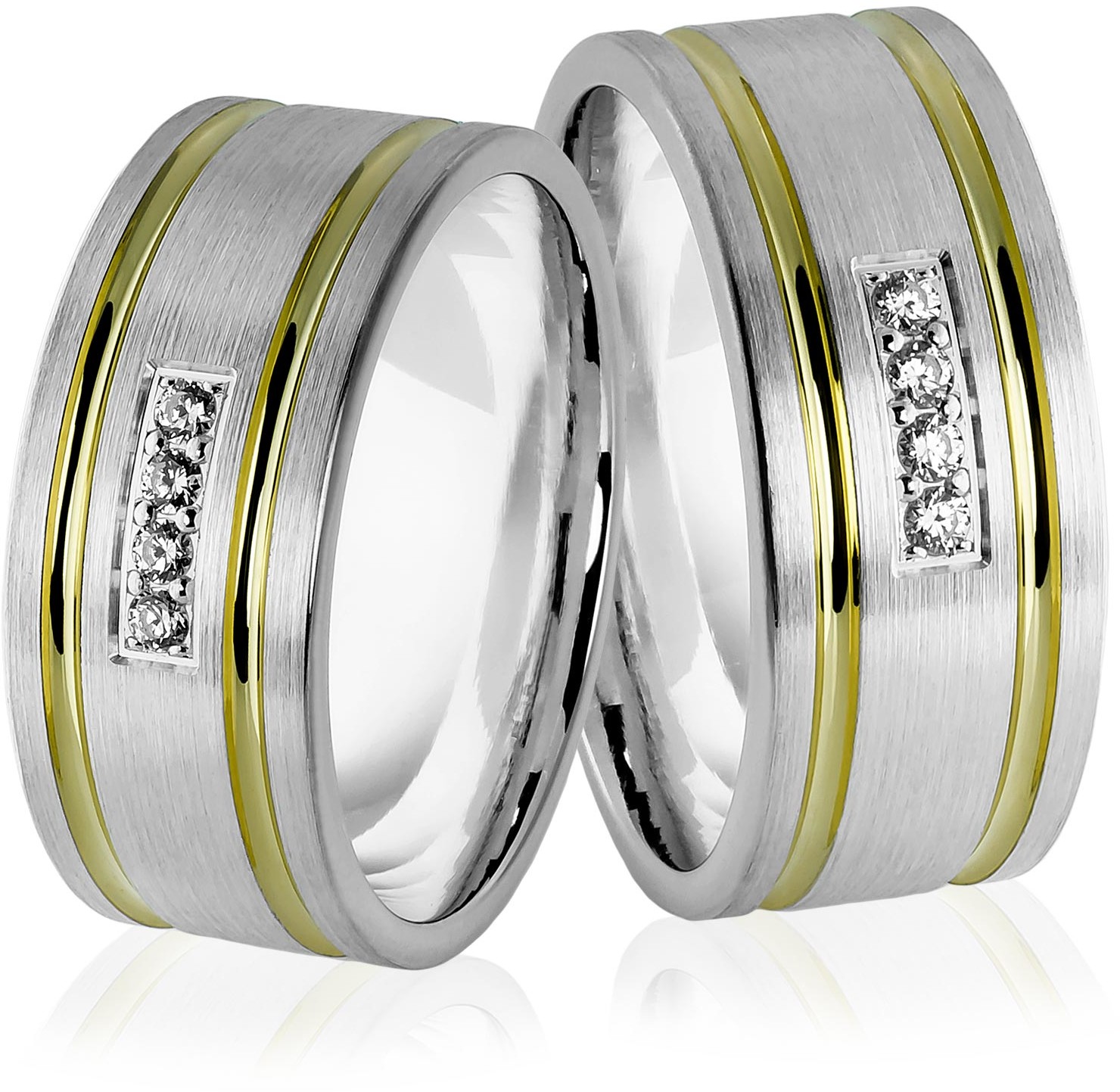 Eminence Obrączki srebrne pozłacane z kamieniami - wzór Ag-316 Ag-316