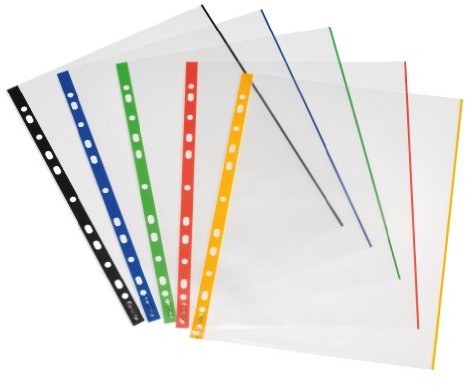 Herlitz koszulki foliowe, format DIN A4, przezroczyste, kolorowy brzeg 10914414